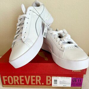 New PUMA Women's Court Sneaker Retro Walking Tennis Shoe Size 11 White With Gold